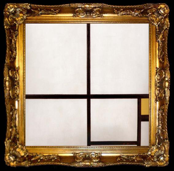 framed  Piet Mondrian Conformation with yellow, ta009-2
